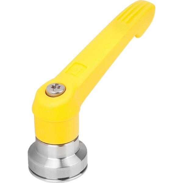 Adjustable Handle W Clamp Force Intensif Size:2, M08, Plastic Yellow Ral1021, Comp:Stainless Steel